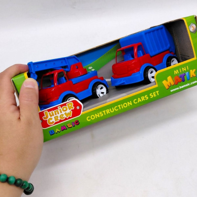 Mini Matiki коробка 2 (кран, сміттєвоз), Набір дитячий BAMSIC (ЖОВТО-ЗЕЛЕНИЙ) Bamsik 002/15