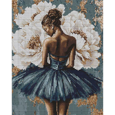 Алмазна мозаїка "Балерина з білими півоніями" ©art_selena_ua AMO8352, 40х50 см