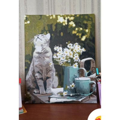 Картина по номерах Сірий котик 40х50 см Origami LW3146
