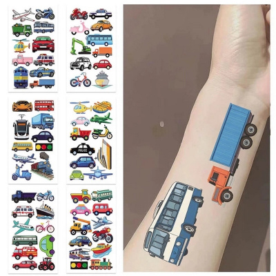 Набір тимчасових тату "Транспорт №1" transport-tattoo-1-10, 10 штук, розмір 12 х 7 см