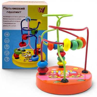 Пальчиковий лабіринт WToys, деревʼяний, в коробці (ПОМАРАНЧЕВИЙ) MIC 70544