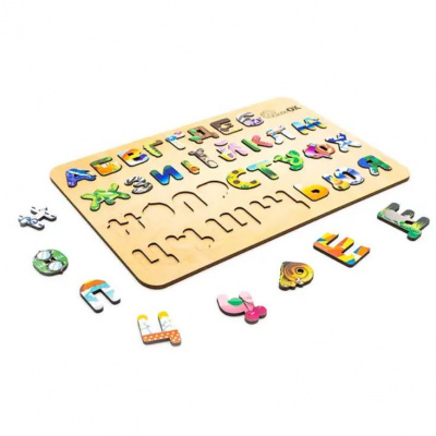 Деревʼяний сортер Абетка з Малюнками (укр) PuzzleOk АртА3-30273