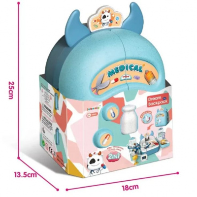 Набір лікаря Корівка, 2 в 1 , 15 аксесуарів, валіза-рюкзак Inbealy 1302-2