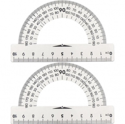 Транспортир пластиковий, молочний (10 см), 5 шт в наборі Канцмир 3035