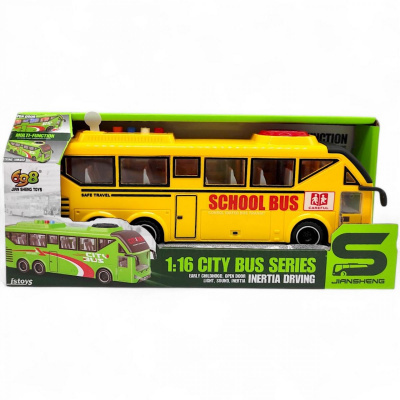 Автобус інерційний, озвучений, зі світлом, в коробці 8х13х29 см Jian Sheng Toys JS162D
