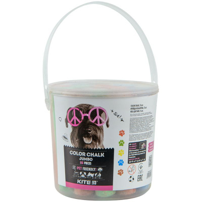 Крейда кольорова Jumbo, 15 шт. у відерці Kite Dogs Kite K22-074