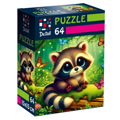 Пазли De.tail. Єнот з метеликами 64 деталі Vladi Toys DT1234-12