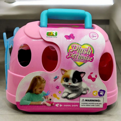 Кошеня з переноскою Plush Pet House (рожевий) MIC DR5109