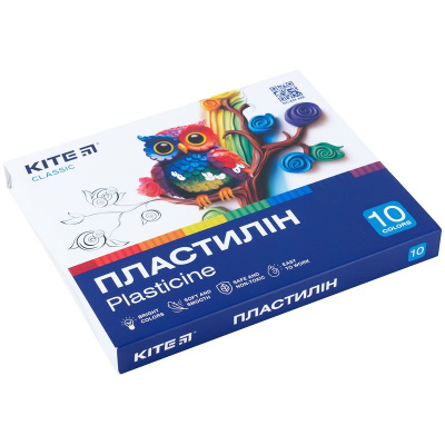 Пластилін, 10 кольорів, 200 г. Kite Classic KITE канцелярія K-084