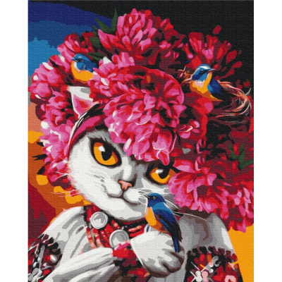 Картина за номерами "Квітуча киця" ©Маріанна Пащук Brushme BS53223 40х50 см