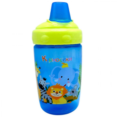 Поїлка-непроливайка з силіконовим носиком 300 мл (СИНЯ) Lindo 7028