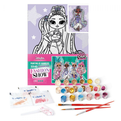 Картина за номерами зі стразами L.O.L. Surprise! O.M.G. Fashion show Lady Braids 30х40 см Ідейка KHO6272