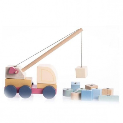 Машинка Авто-кран 2/Wooden toy Crane truck 2 Cubika 15917