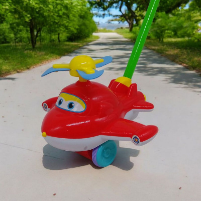 Каталка з ручкою Літак, світло (червона) MIC 9909A