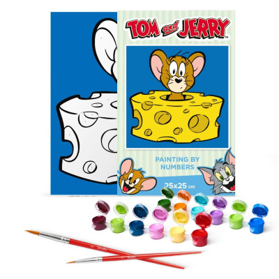 КАРТИНА ПО НОМЕРАХ ДЛЯ ДІТЕЙ WB TOM AND JERRY: ЛЮБИТЕЛЬ СИРУ 25Х25 СМ Ідейка KHO1371