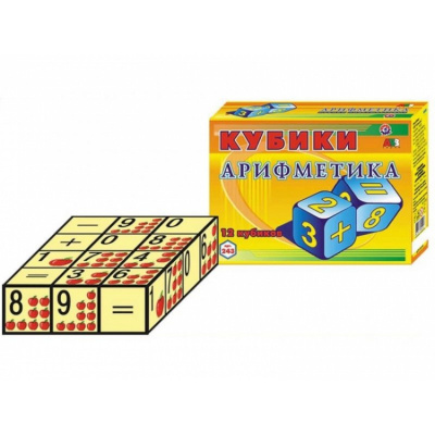 Кубики Арифметика ТехноК, 12 кубиків Технок 0243