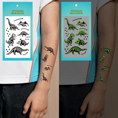 Тимчасові тату-перебивки неонові Динозаври  Tattooshka L-75