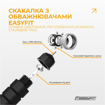 Скакалка з обважнювачем, швидкісна (чорна) EasyFit EF-1917