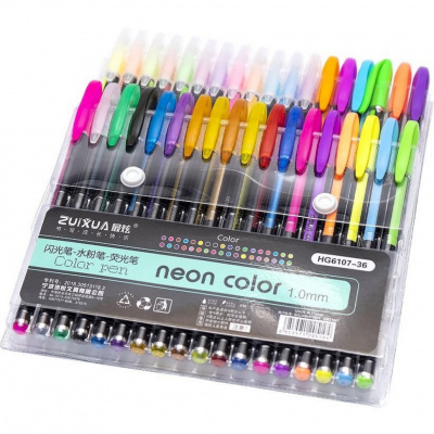 Набір гелевих ручок "Neon color" HG6107-36, 36 кольорів