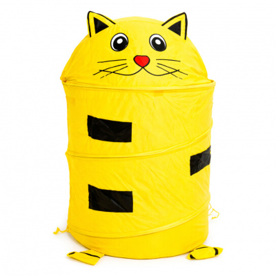 Кошик для іграшок "Котик" M 1039(Yellow) діаметр 37 см, висота 47/57 см, з кришкою