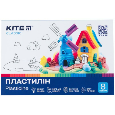 Пластилін, 8 кольорів, 160 г. Kite Classic KITE канцелярія K-082