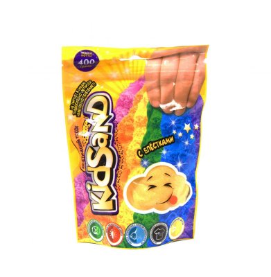Кінетичний пісок KidSand жовтий, в пакеті, 400 г Dankotoys KS-03-03