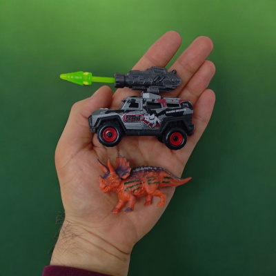 Машинка металева Парк динозаврів, з фігуркою, мікс SunQ toys SQ90888-2B