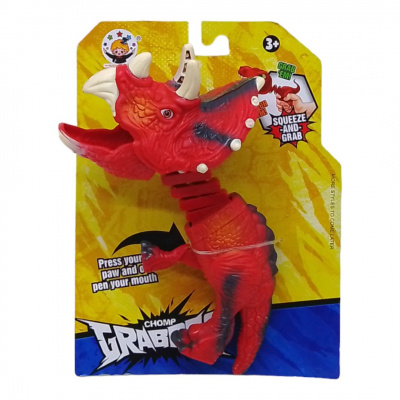 Іграшка-кусачка Динозавр Трицератопс (червоний) Huijixing toys HC291