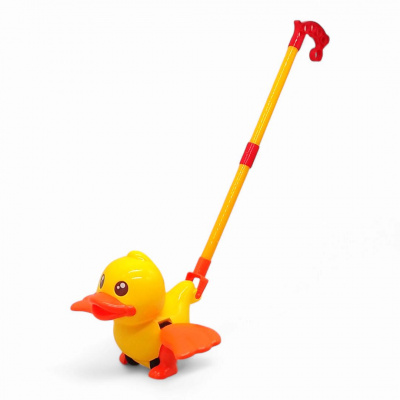 Каталка на паличці з ручкою Каченя (жовта) MIC 360