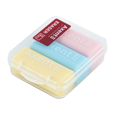 Набір гумок Pastelini у пластиковому боксі, 3 шт. асорті Axent 1198-A