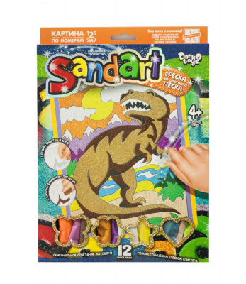 Фреска з кольорового піску Sandart Тиранозавр SA-01-08 Dankotoys SA-01-01,02,0