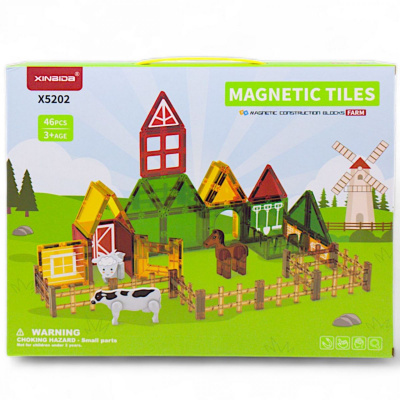 Конструктор магнітний Magnetic Tiles: ферма, 46 деталей XINBIDA X5202