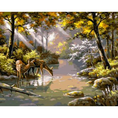 Картина по номерах Лань біля водойми 40x50 см Origami LW3008