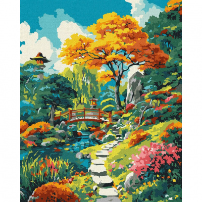 Картина за номерами "Осінній японський дворик" ©art_selena_ua KHO6413, 40x50 см