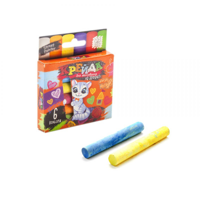 Крейда для малювання на асфальті, 6 кольорів (укр) Dankotoys MEL-02-01U