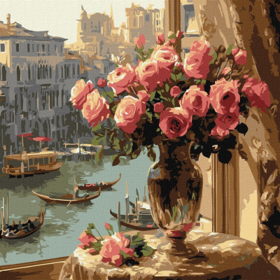 Картина за номерами "Троянди у Венеції" ©art_selena_ua KHO6412, 40x40 см