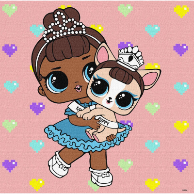 Картина за номерами з фарбами металлік L.O.L. Surprise! TroopSurprise Miss Baby With Miss Puppy 40х40 см Ідейка KHO6291