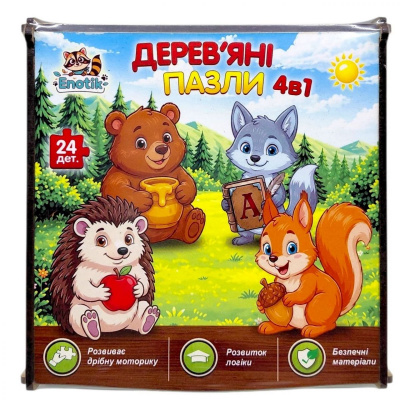 Дереʼяний пазл Лісові тваринки, 24 дет. Enotik 3-003