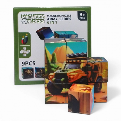 Магнітні кубики Magnetic Blocks: Військові, 9 штук, 6 зображень MIC U9-60167