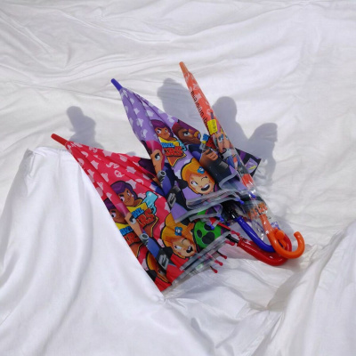 Дитяча парасолька-тростина Brawl Star довжина - 65 см, діаметр - 80 см (помаранчева) MIC F1-10622-150P90