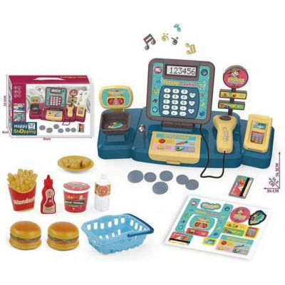 Касовий апарат Happy Shopping звук, калькулятор, набір продуктів MIC JF887-1