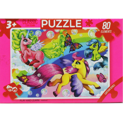 Пазли Казка, 80 ел поні з метеликами Dankotoys C80-