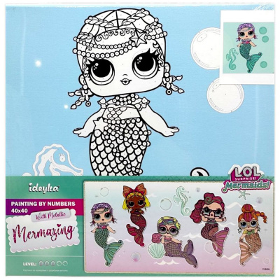 Картина за номерами з фарбами металік L.O.L. Surprise! Mermaids Merbaby 40х40 см Ідейка KHO6262