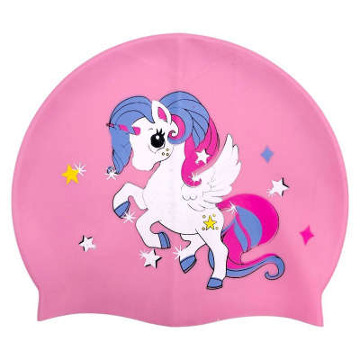 Шапочка для плавання силіконова, у пакеті ʼЄДИНОРІГ (РОЖЕВА) MIC G26495