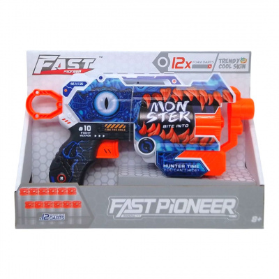 Пістолет іграшковий Монстр, механічний, з мʼякими набоями, 23 см Fast Pioneer BH199
