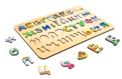 Деревʼяний сортер Абетка з Малюнками (укр) PuzzleOk АртА3-30273
