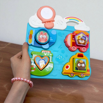 Бізіборд Цікаві Подорожі (блакитний) (сортер, 15 пісень, 8 казок, назви та звуки транспорту, підсвічування) Wtoys 52778