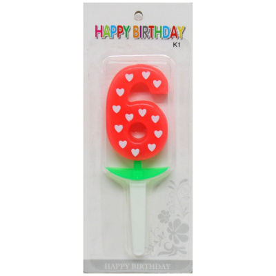 Свічка-цифра (неон ) з сердечком 6, 5 см Канцмир 10-125