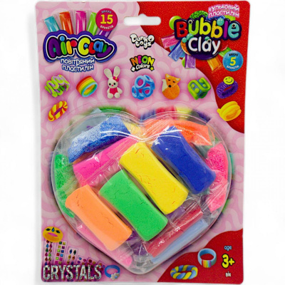 Набір пластиліну Air Clay+Bubble Clay, кристал Dankotoys ARBB-03-01,02