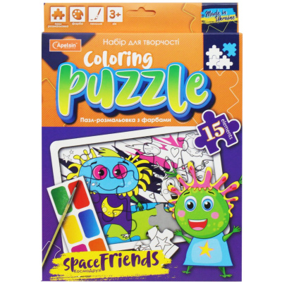 Пазл-розмальовка із фарбами Coloring Puzzle: Космодрузі (укр) Апельсин НТ-11